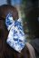 Satin hair bow BLUE FLOWERS